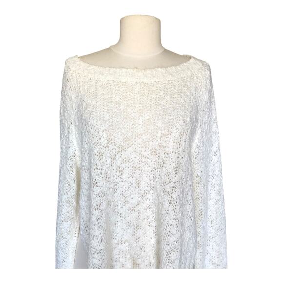 Leith Sweater Ivory White Round Neck Long Sleeve Acrylic Pullover Women's Medium - Picture 3 of 10